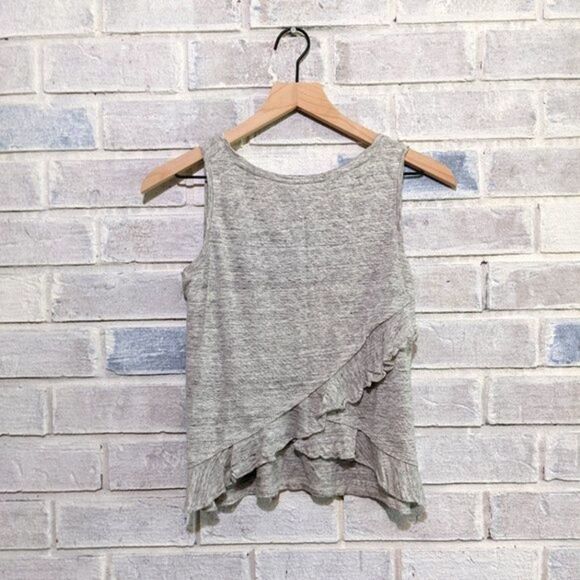Catherine Malandrino Tops - Catherine Malandrino linen crop tank top grey ruffle‎ back sz xs